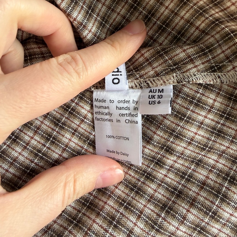 Apres studio toast gingham button front dress siz… - image 8